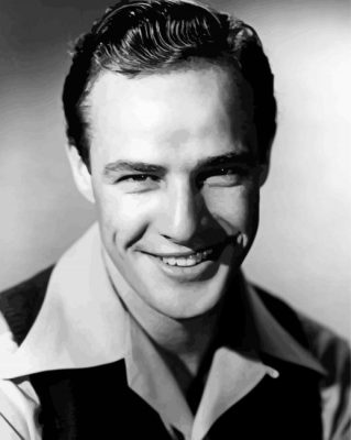Monochrome Marlon Brando Smiling paint by numbers