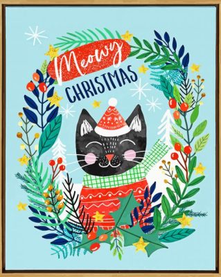 Merry Christmas Cat Framed paint by numbers