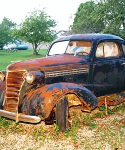 Old Rusted Black Car paint by numbers