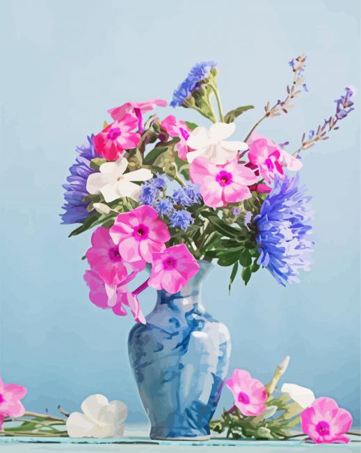 Phlox In Blue Vase paint by numbers