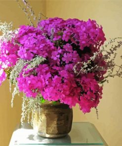 Pink Phlox Flowers Vase paint by numbers