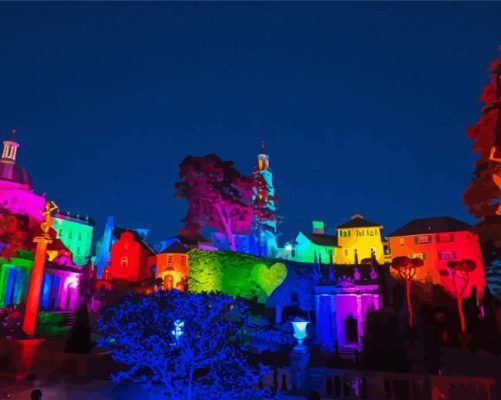 Rainbow Lights Buildings paint by numbers