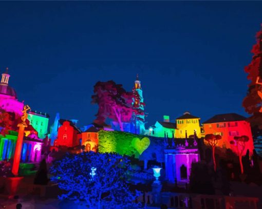 Rainbow Lights Buildings paint by numbers