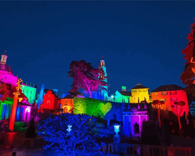 Rainbow Lights Buildings paint by numbers