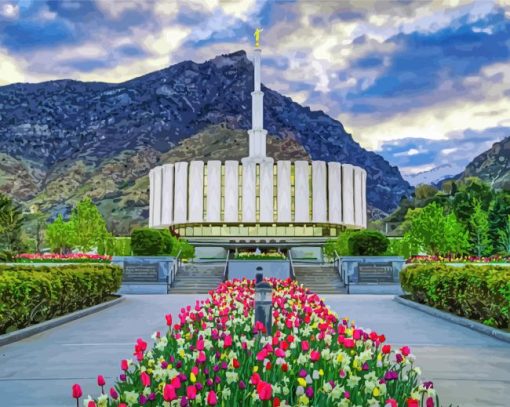Provo Utah Temple Paint by numbers