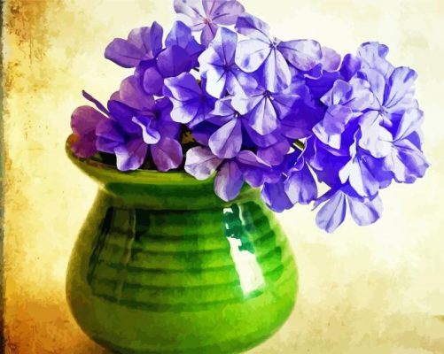 Purple Phlox Flowers In Vase paint by numbers