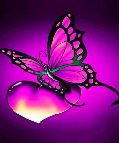 Purple Butterfly Heart paint by numbers