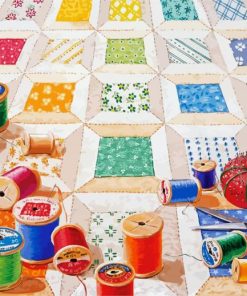 Quilt Colorful Spools paint by numbers