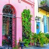 Rainbow Row Houses paint by numbers