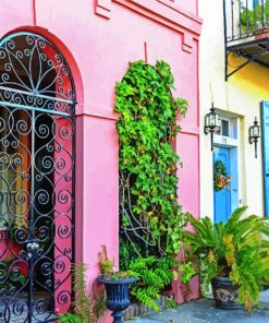 Rainbow Row Houses paint by numbers