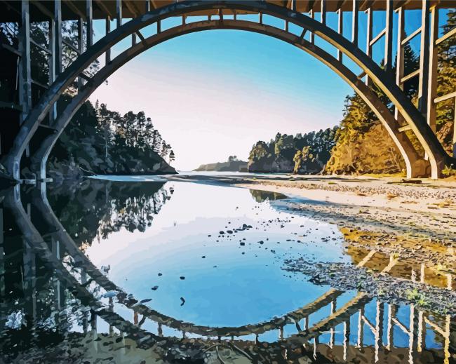 Russian Gulch State Park Reflection paint by numbers