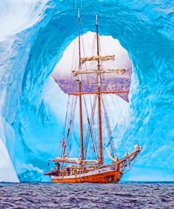 Sailboat In Iceberg Greenland paint by number