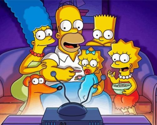 Simpsons Family Watching TV paint by numbers