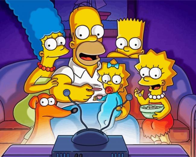 Simpsons Family Watching TV paint by numbers