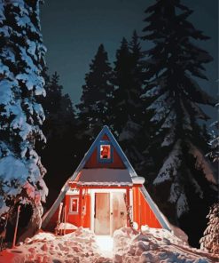 Aesthetic Snow Cottage paint by numbers