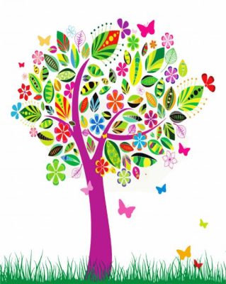 Aesthetic Spring Tree paint by numbers