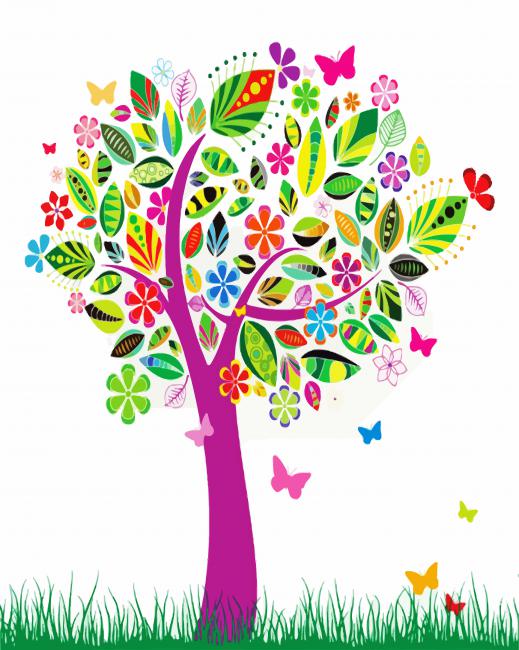 Aesthetic Spring Tree paint by numbers