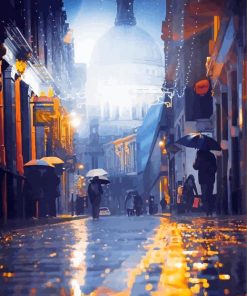 Street Of London In The Rain paint by numbers