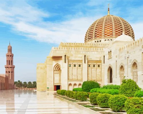 Aesthetic Sultan Qaboos Grand Mosque paint by numbers