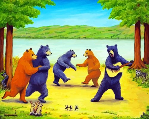 The Happy Bear Dancing paint by numbers