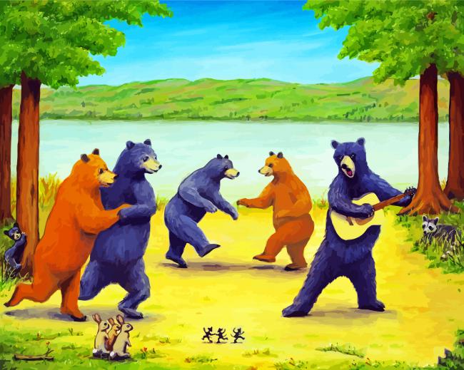 The Happy Bear Dancing paint by numbers