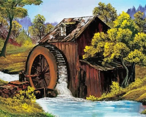 The Old Mill Bob Ross paint by numbers