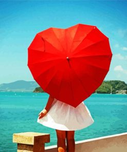 Red Umbrella Heart paint by numbers