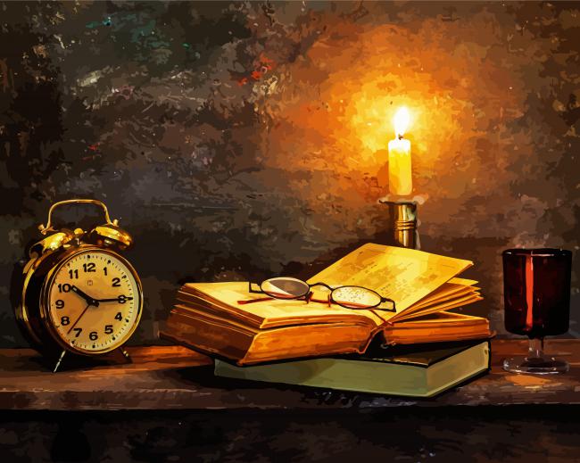 Vintage Candle And Book paint by numbers