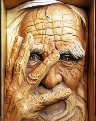 Wood Carvings Old Man paint by numbers