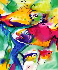 Abstract Fishes Art paint by numbers