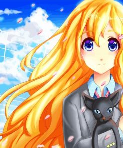 Kaori Miyazono With Her Cat paint by numbers