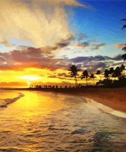 Poipu Beach At Sunset paint by numbers