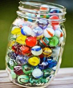 Colorful Marbles In Jar paint by numbers