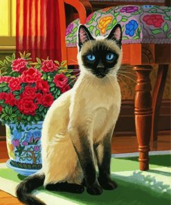 Siamese Kitty With Blue Eyes paint by numbers