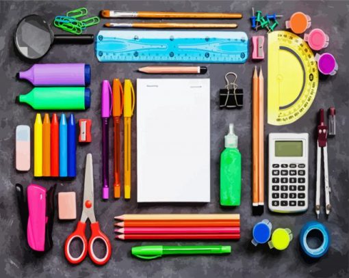 Back To School Supplies paint by numbers