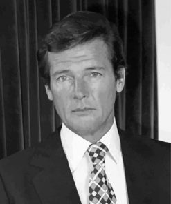 Black And White Roger Moore paint by numbers