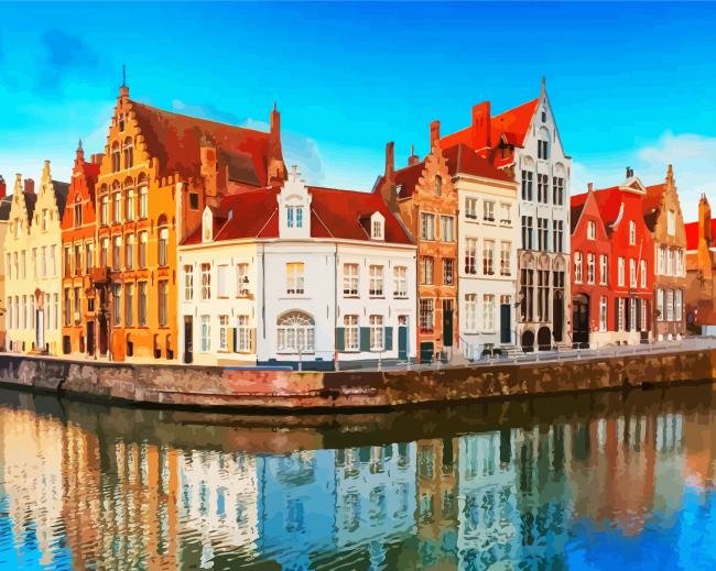 Bruges Houses Buildings paint by numbers