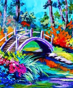 drum bridge in japanese garden paint by number