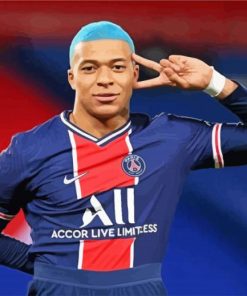 Kylian Mbappé With Blue Hair paint by numbers