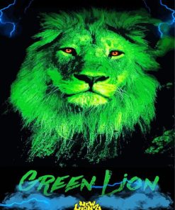 green lion animal paint by number