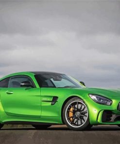 Green Mercedes Amg GT paint by numbers