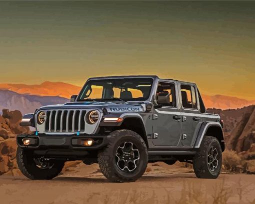 Grey Jeep Wrangler Rubicon paint by numbers