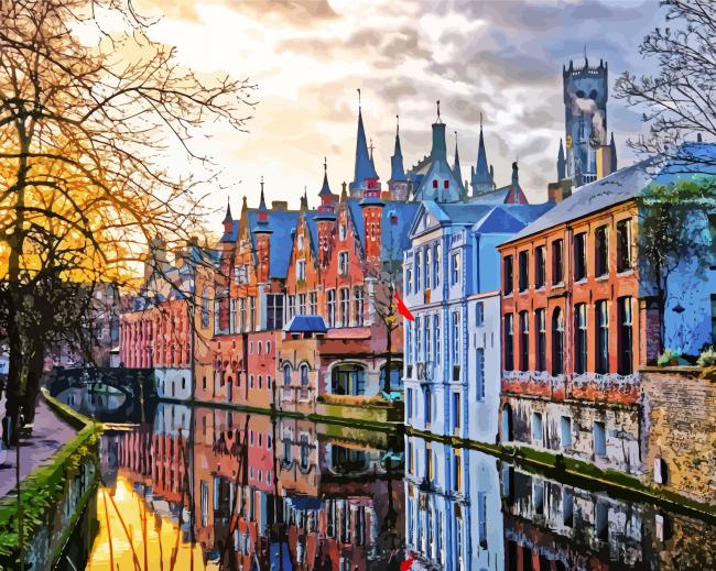 Aesthetics Houses Reflection paint by numbers