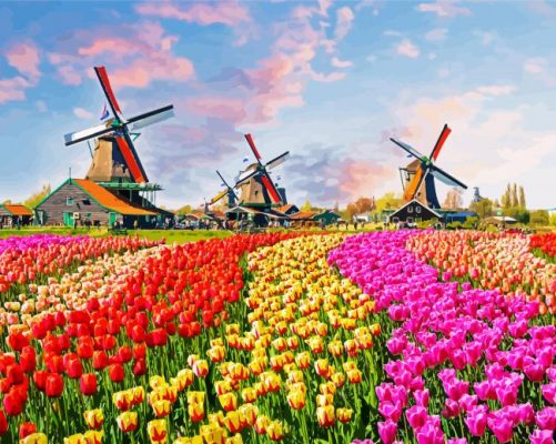 Aesthetic Keukenhof Garden paint by numbers