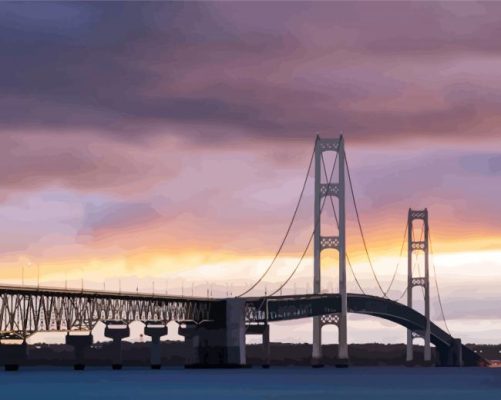 Mackinac Bridge At Sunset paint by numbers