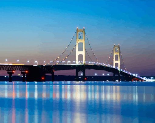 Mackinac Bridge At Night paint by numbers