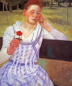 Woman With A Red Zinnia paint by numbers