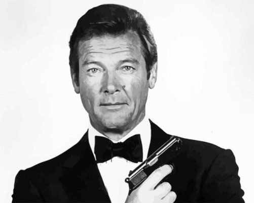 Monochrome Roger Moore paint by numbers