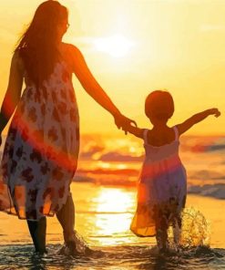 Mother And Daughter At Beach paint by numbers