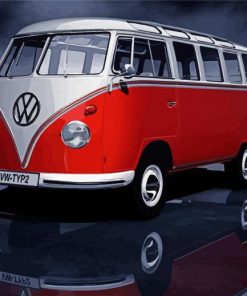 Red Volkswagen Kombi paint by numbers